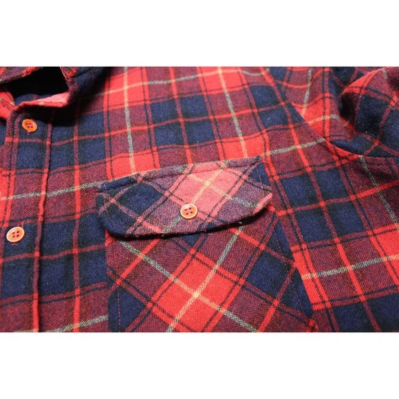 Timber Topper vintage men's red plaid short sleeve button front wool shirt XL - Picture 9 of 11